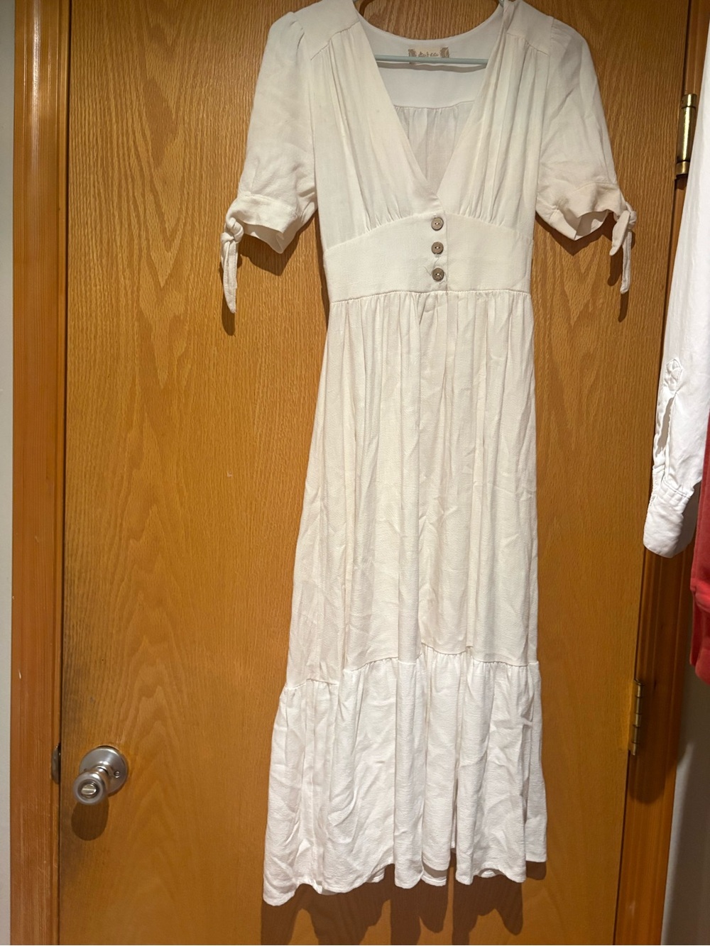 Altar'd State Cream Button-Front Midi Dress